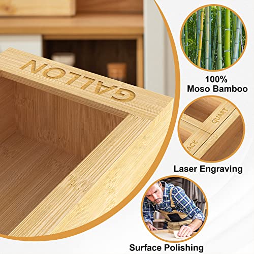 Migarndy Ziplock Bag Storage Organizer, Moso Bamboo Ziplock Bag Organizer for Drawer, Suitable for Gallon, Quart, Sandwich, Snack, Slider Bags, Compatible with Ziploc, Solimo, Glad, Hefty (Bamboo)