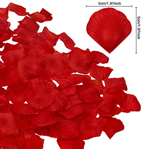 5000 Pcs Artificial Rose Petals Flowers Petals for Valentine's Day Romantic Night Decor Rose Petals for Wedding Baby Shower Engagement Birthday Party Decorations (Red)