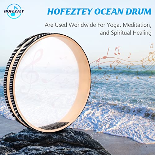 Hofeztey Ocean Drum, 10" Sea Wave Drum for Meditation & Relaxation, Natural Color Rain Drumfor Stress Relief, Musical Sound Healing Instruments Ocean Sound Drum for Holistic Healing