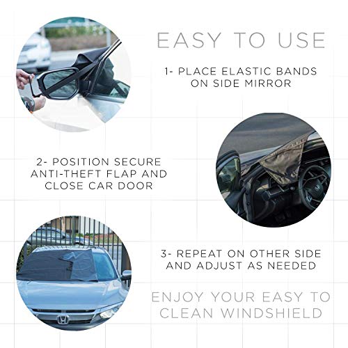OxGord Windshield Snow Cover - Original Design - Best for Ice, Frost & Snow Removal - All Weather Winter & Summer Front Window Automotive Covers Sun & Snow-Shade - Fits Truck SUV Van Car Accessories