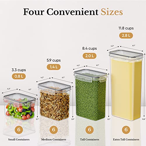 Chef's Path Airtight Food Storage Containers Set with Lids (24 Pack) for Kitchen and Pantry Organization - BPA Free Kitchen Canisters for Cereal, Rice, Flour & Oats - Free Marker and 24 Labels