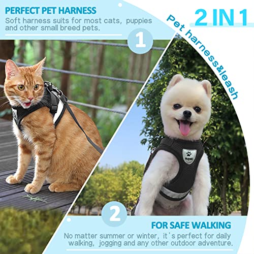Supet Cat Harness and Leash Set for Walking Cat and Small Dog Harness Soft Mesh Harness Adjustable Cat Vest Harness with Reflective Strap Comfort Fit for Pet Kitten Puppy Rabbit