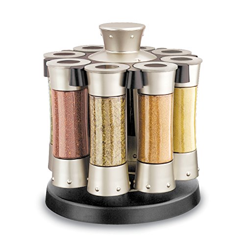 KitchenArt 80070 Elite Auto-Measure Spice Carousel Professional Series, Includes 8 Spice Jars, Satin Finish