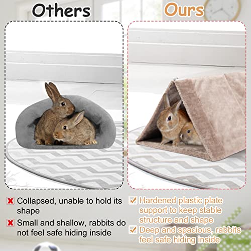 Bigmeta Large Foldable Rabbit House Bed- 21.6" × 13”× 9" Warm Bunny Bed of Stable Structure Rabbit Hideout with Zipper Triangle Tent Bed for Kitten Guinea Pig Chinchilla Hamster or Other Small Animal