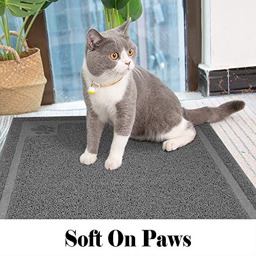 UPSKY Large Cat Litter Mat Trapper 35"×23" Traps Litter from Box and Paws Scatter Control for Litter Box Soft on Sensitive Kitty Paws Easy to Clean Durable (Grey)