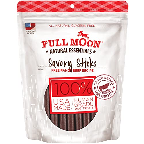 Full Moon All Natural Human Grade Dog Treats, Essential Beef Savory Sticks, 22 Ounce