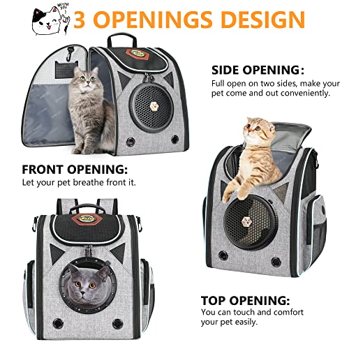 Cat Backpack Carrier Set: Pet Carrier Backpack for Small Dog Backpacks with Breathable Mesh, Ventilated Design Pet Backpack Cat carrier Bag for Hiking Camping Outdoor Use, Hold Pets Up to 18 Lbs, Grey