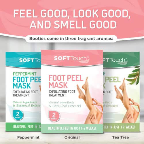 Soft Touch Foot Peel Mask - Pack of 2 Feet Peeling Masks for Dry, Cracked Heels & Calluses - Exfoliating Foot Mask Peel for Baby Soft Skin, Original Aloe Vera