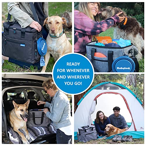 Rubyloo The Original Doggy Bag™- Dog Travel Bag for Supplies with 2 BPA-Free Collapsible Dog Bowls, 2 Dog Food Travel Containers-A Dog Travel Kit for Road Trips or Weekend Away. Airline Approved