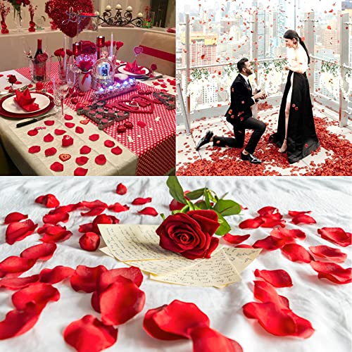 5000 Pcs Artificial Rose Petals Flowers Petals for Valentine's Day Romantic Night Decor Rose Petals for Wedding Baby Shower Engagement Birthday Party Decorations (Red)